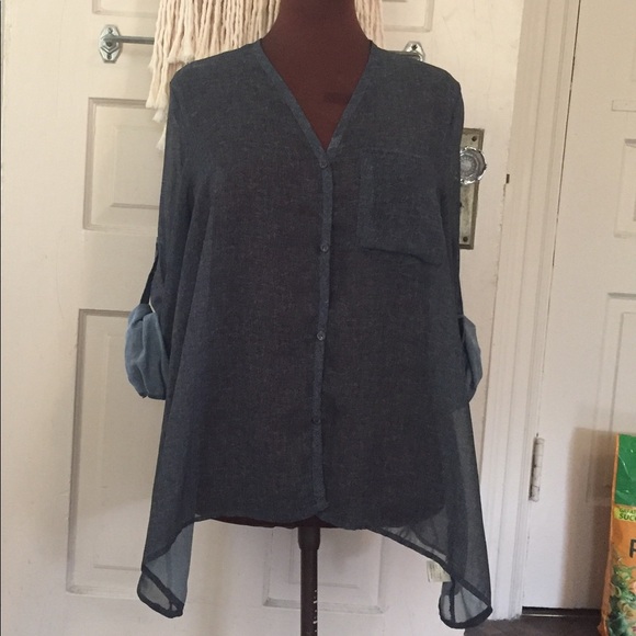 Asymmetrical Hem Button Down - Picture 1 of 3